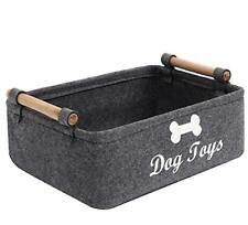 Geyecete 犬のおもちゃ収納ビン - 木製ハンドル付き装飾バスケット長方形...