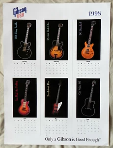 2 Gibson Gitarre 1998 Kalender Poster, 18""x24"" Vollfarbe, zweiseitig, 12 Modelle - Bild 1 von 7