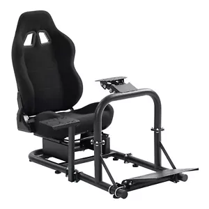 Hottoby Racing Sim Cockpit Stand with Black Seat Fit for Logitech G29 G920 G923 - Picture 1 of 8