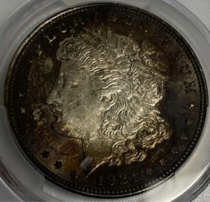 Jet Black Fascinating Dark Tone Final Year 1921 Morgan Dollar U.S. Liberty - Picture 1 of 24