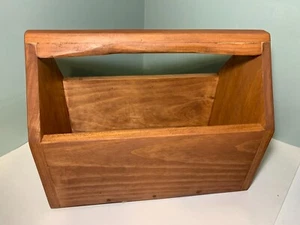 Vintage Wooden Toolbox Caddy Tote Hand Garden tools, mags, dog toys, cookbooks - Picture 1 of 4