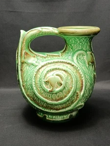 Antica brocca brocca ceramica verde Burleigh Ware art deco in rilievo vortice edera - Foto 1 di 20