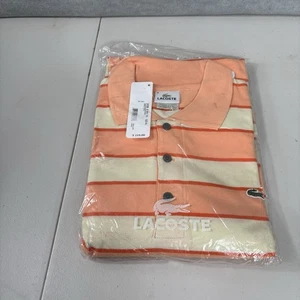Lactose Poloshirt Herren Größe 10/4 XL orange gestreift Logo Langarm Golf Tennis - Bild 1 von 10
