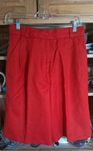 Wolle Größe 10 hoch geschnittene Bermuda Shorts Taschen Vintage selten Y2K rot - Bild 1 von 6