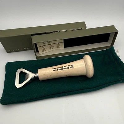 RARO Boston Red Sox David Ortiz Big Pappi jogo usado abridor de garrafa de taco de beisebol - Imagem 1 de 4
