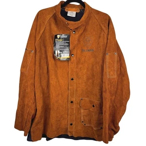 Tillman FR 30" Mens 2XL Leather Welding Jacket Brown Button Front Workwear - Picture 1 of 12