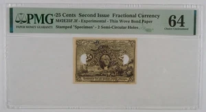 25 Cent Fractional Currency Experimental Milton 2E25F.3f PMG Ch. Uncirculated 64 - Picture 1 of 3