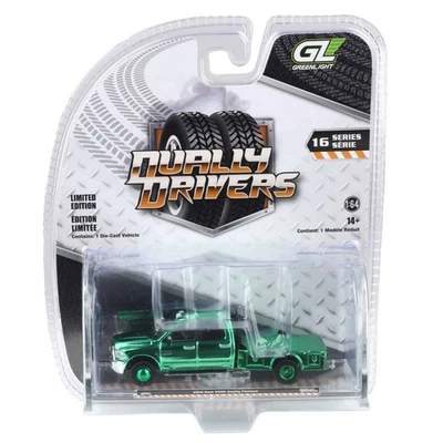 Camion Piattaforma Dually Ram 3500 2018 1/64 Verde, Dually Drivers #16 46160-C - Immagine 1 di 3
