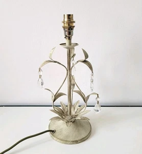 Vintage Laura Ashley Table Lamp Base Metal Ornate Leaf & Faux Crystal Droplets - Picture 1 of 16