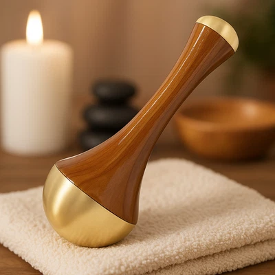 Masajeador facial y corporal con varita Ayurveda Kansa 2 en 1 | Herramienta de desintoxicación y relajación Foto 1 de 4