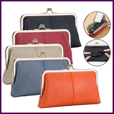 全新真皮长手拿包 钱包夹袋 复古硬币钱包卡夹 — 第 1/4 张图片