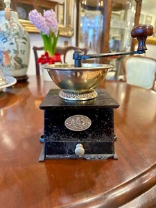 Antique English Cast Iron and Brass Coffee Mill By Kenrick &Sons Circa 1890 - Picture 1 of 9