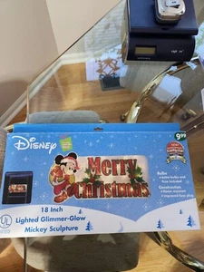 Disney Topolino Buon Natale 18 Pollici Illuminato Glimmer-Glow Scultura - Foto 1 di 2