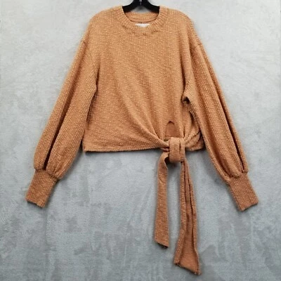 Top Free People Mujer M Texturizado Gran Tamaño Corbata Frontal Playa Salón Boho Ocio Foto 1 de 4