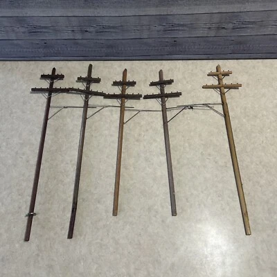 Vintage O Scale Wooden Telephone Poles Lot (5)For Model Train Set Lionel C7 - Image 1 of 4
