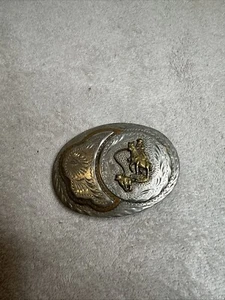 Fibbia per cintura vintage - corda di vitello tema western - Foto 1 di 5