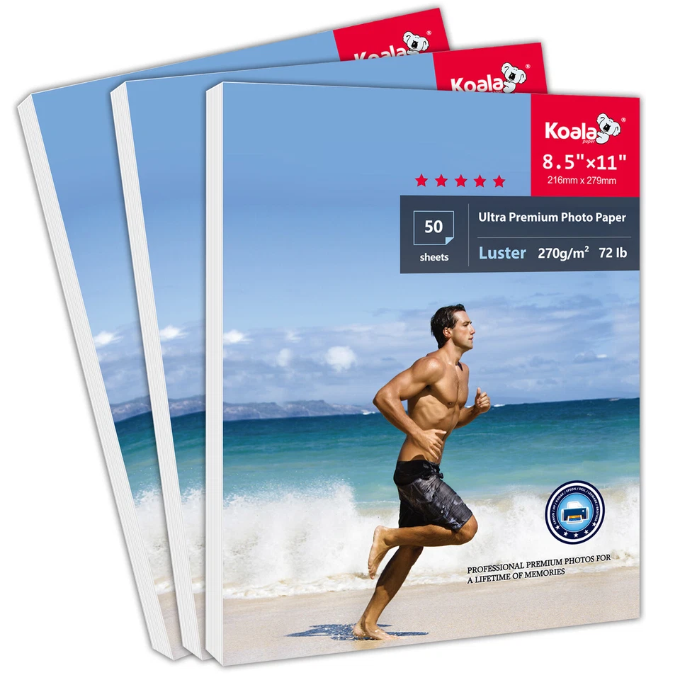 150 Sheets Koala Photo Paper 8.5x11 Luster for Inkjet Printer Ultra Premium 72lb - Image 1 of 4