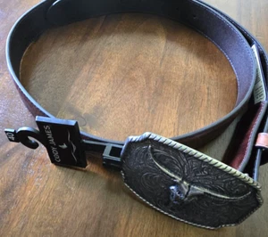 NWT Cody James Men's Longhorn Scroll Buckle Belt Brown Color Size 40 - Picture 1 of 7