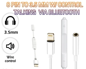 8 Pin to 3.5mm Aux Headphone Jack Adapter Converter Comptible with iPhone iPad - Picture 1 of 10