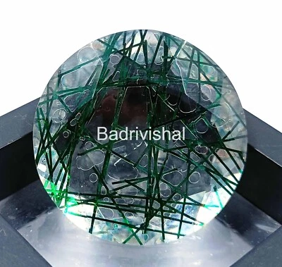 Fresh Offer Green Rutilated Quartz 91 Ct Certified Round Cut Loose Gemstone 4JUF - Image 1 of 4