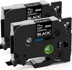 Cinta de etiqueta compatible 2 piezas TZe-335 para Brother P-touch PT-D210, blanca sobre negra - Imagen 1 de 10