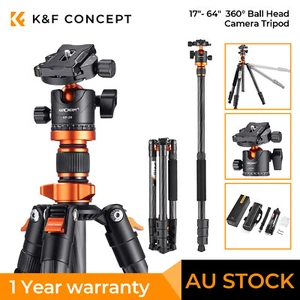 K&F Concept 63" Carbon Fiber Tripod D254C1+BH-28L Monopod Ball Head 10KG Load AU - Picture 1 of 11