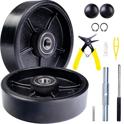 Juego de volantes Pallet Jack/Camión 7" con eje, sujetadores y tapas protectoras Foto 1 de 4