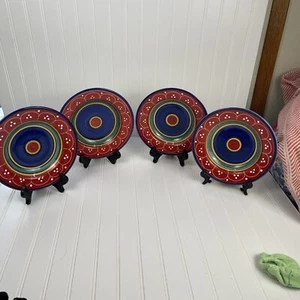 Pier 1 Imports Steingut handbemalt San Marco SCHALEN 9. 5 Pasta Italien 4er Set - Bild 1 von 6