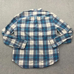 Camicia American Eagle uomo grande blu a quadri bottoni davanti manica lunga LEGGI - Foto 1 di 11