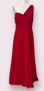 Vestido formal Bill Levkoff rojo de dama de honor de un hombro talla 14 para mujer - Imagen 1 de 9