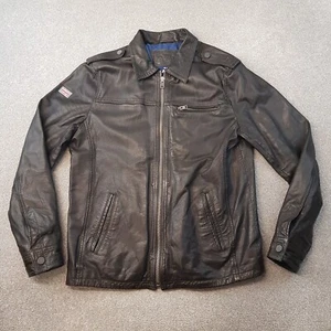 Superdry Mens Jacket XL Brown Leather Real Hero Benjamin Biker Motorcycle Cafe - Picture 1 of 9