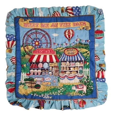 Funda de almohada vintage con volantes globo aerostático kitsch acolchada apliques cuadrada justa Foto 1 de 4