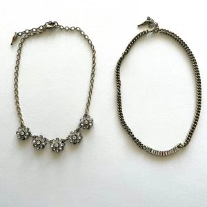Chloe & Isabel Retro Glam Crystal Flowers + Bar Chain Necklaces Antique Brass - Picture 1 of 5