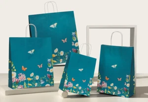 250 Papiertaschen Tüten Tragetaschen 27 + 12 x 37 cm 100g PAPILLON  #10521 - Bild 1 von 2