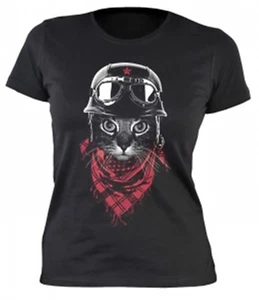 Lady-Shirt Biker-Katze Shirts 4 Girls Damen T-Shirt Geburtstag-Geschenk - Picture 1 of 2