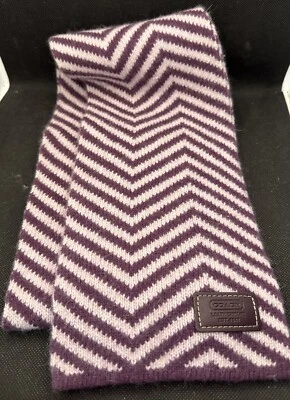 Bufanda Coach mezcla lana - rayas Chevron púrpura Foto 1 de 3