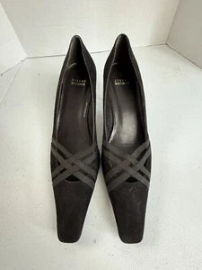 STUART WEITZMAN Women Brown Suede Criss Cross Front Heel Pointy Toe Pump 9 1/2 M - Picture 1 of 10