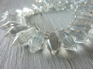 12pcs Clear Faceted Drop Glass Beads / Pendants 21mm x 8mm - Picture 1 of 7