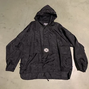 Vintage Ocean Pacific Anorak Windbreaker Jacket Large Black Logo Nylon - Picture 1 of 13