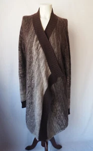 Lord & Taylor Wolle Kaschmir vorne offen Strickjacke Staubtuch meliert Streifen braun M - Bild 1 von 5