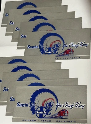 10 Vintage Santa Fe RR Chief Train Ticket  " Sliver Envelope " from 1960's - Image 1 of 4