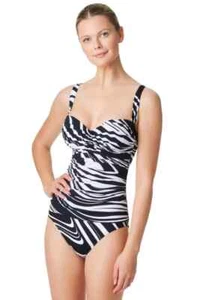 Bleu Rod Beattie -New Wave Print Shirred Underwire 1-Pc. Swimsuit , size: 8 , - Picture 1 of 5