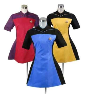 HOT  Star Trek TNG Dress Blue Yellow Red Polyester Costume Cosplay Carnival - Picture 1 of 7