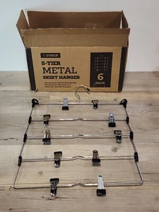 Space Saving 5 Tier Metal Skirt Hanger with Clips Hang 5-on-1 - Picture 1 of 4
