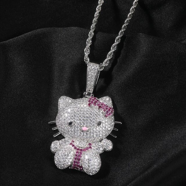 Hello Kitty Sterling Silver Diamond Necklace & Ring - Kuru Store