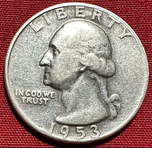 1953-S Over D RPM 25 Cent Washington Quarter - 90% SILVER - KM#164 - Picture 1 of 3