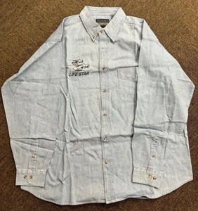 2XL LifeStar Button Down Shirt Harvard Square Demin Look Embroidered Helicopter - Picture 1 of 5
