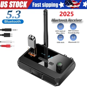 Bluetooth 5.3 Home Stereo Audio Receiver AUX USB Optical HD Music to RCA Adapter - Picture 1 of 20
