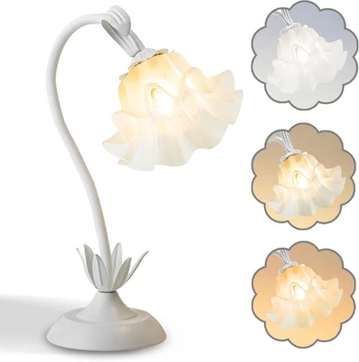 Flower Table Lamp,Led Reading Light Bedside Vintage Flower Night Light,3 Colors  - Image 1 of 4