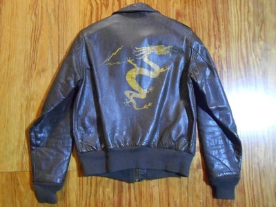 Vintage  WW2 US Army Air Forces A-2 Flight Jacket Size 36 Black Length 59cm - Image 1 of 4